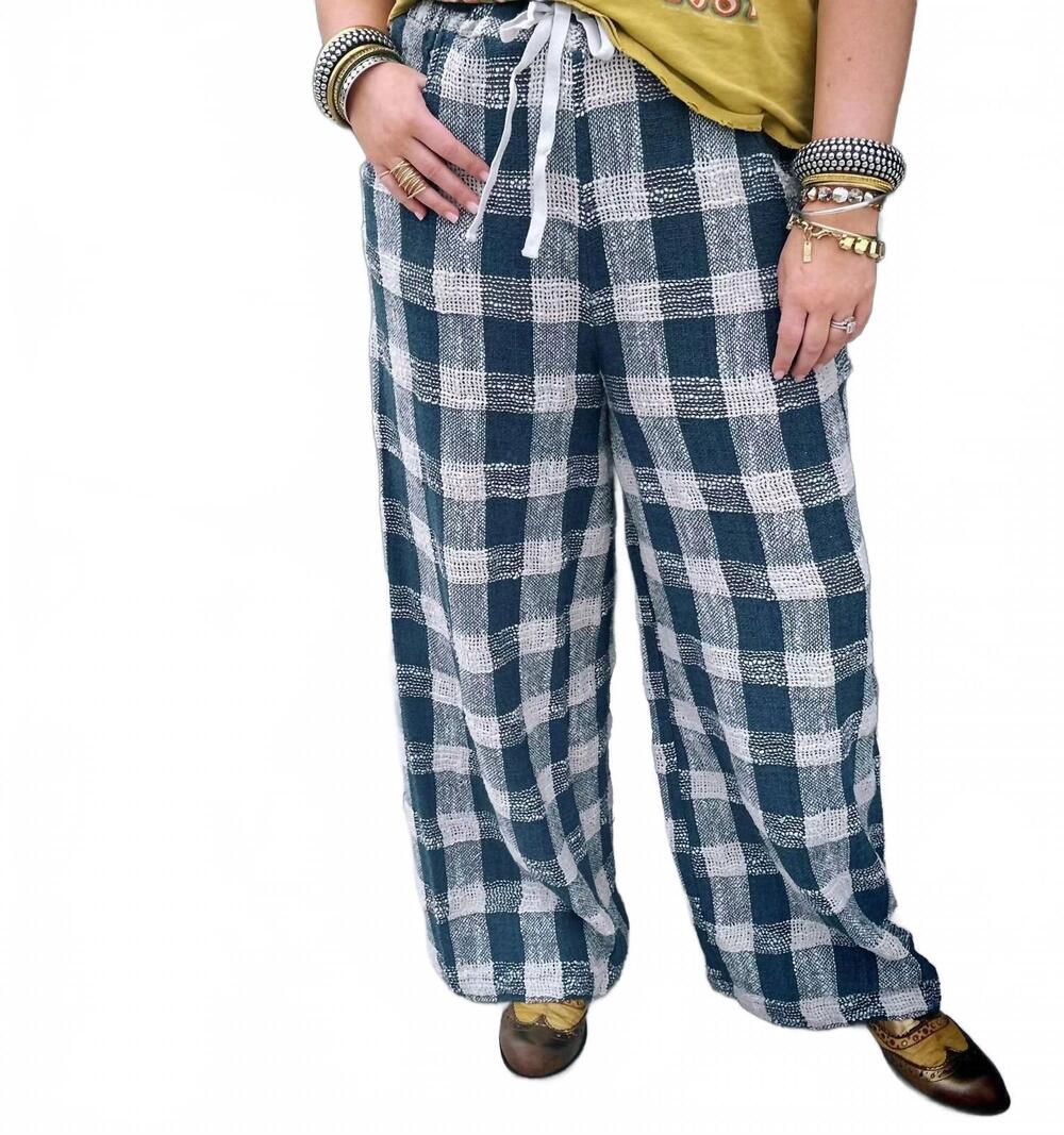 NEW JADED GYPSY brooks gingham pants in blue and cream